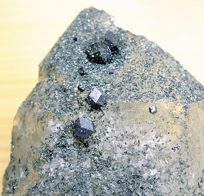 Magnetite auf Quarz| KL: 10mm; F: Felbertal (Ö); Finder: Sepp Papp 
