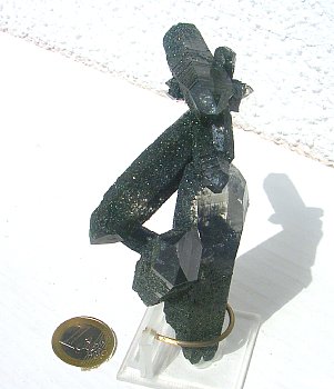 Quarz-Doppelender-Skulptur mit Chlorit| H: 13cm
