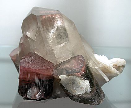 Turmaline auf Quarz| H: 10 cm, Fundort: Himalaya Mine, California, USA;