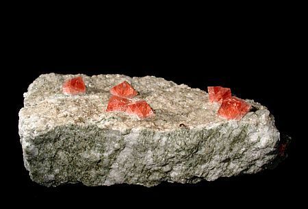 tiefrote Rosafluorite auf Matrix, B: 14.5cm, Frunthorn (GR), (einzelne Oktaeder max. 2cm)