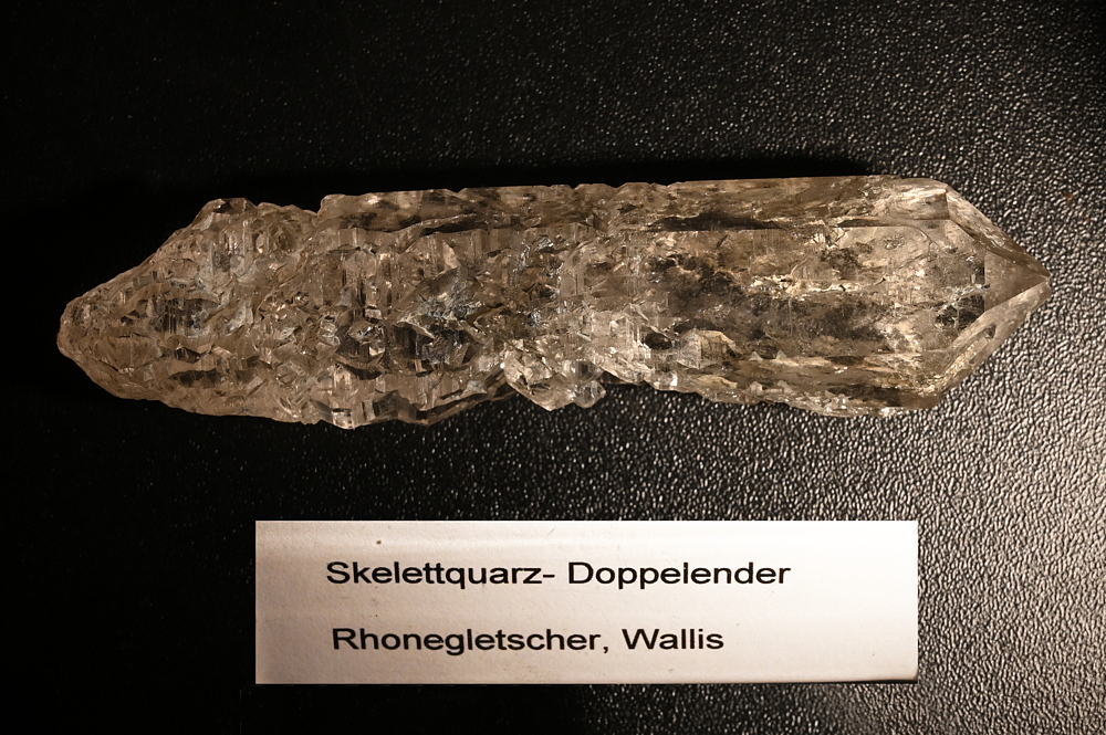 Quarz Doppelender LK: 7 cm, F: Rhonegletscher, VS| (Kristall-Kabinett Krähenbühl)