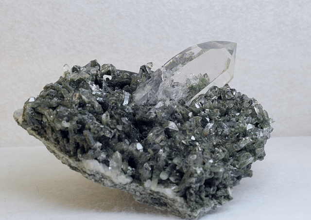 Bergkristall| H: 8 cm; F: Riffl, Stubachtal; Finder: Erich Mosser, Erwin Burgsteiner