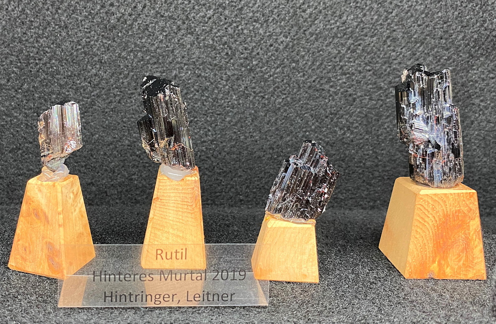 Rutilkristalle mit Endflächen| LK=3cm, Fundort: Hinteres, Murtal; Finder: Hintringer Leitner